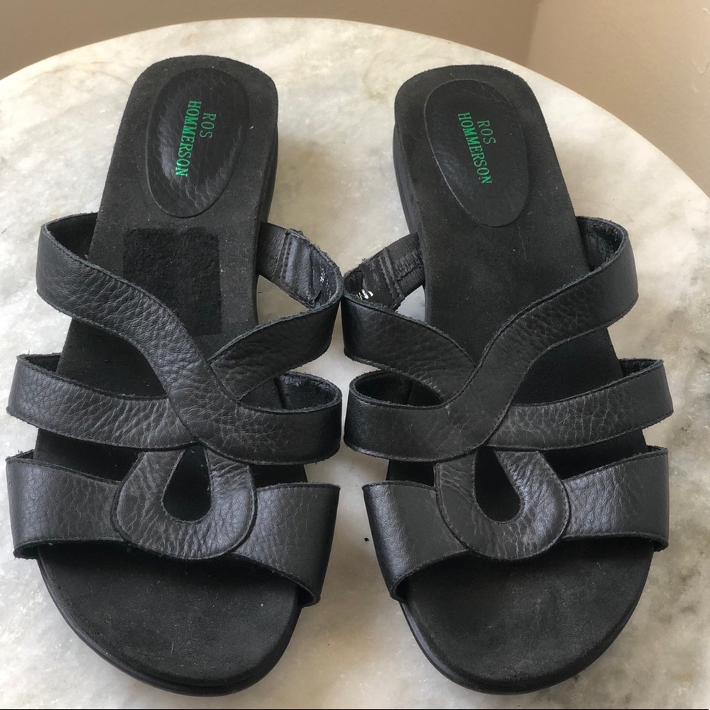 Ros Hommerson Slide Comfort Sandals Black Leather
